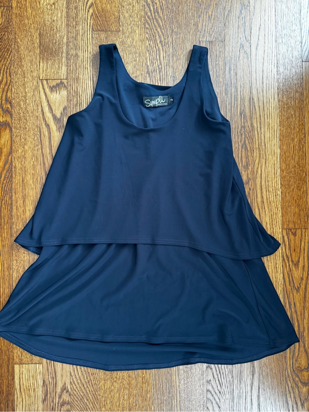 Sympli Navy Double-Layer Tank Top